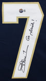Notre Dame Joe Theismann "Go Irish!" Signed Navy Blue Pro Style Jersey BAS Wit