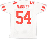 SAN FRANCISCO 49ERS FRED WARNER AUTOGRAPHED WHITE JERSEY BECKETT WITNESS 221072