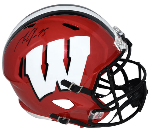 MELVIN GORDON AUTOGRAPHED WISCONSIN BADGERS RED FULL SIZE SPEED HELMET JSA