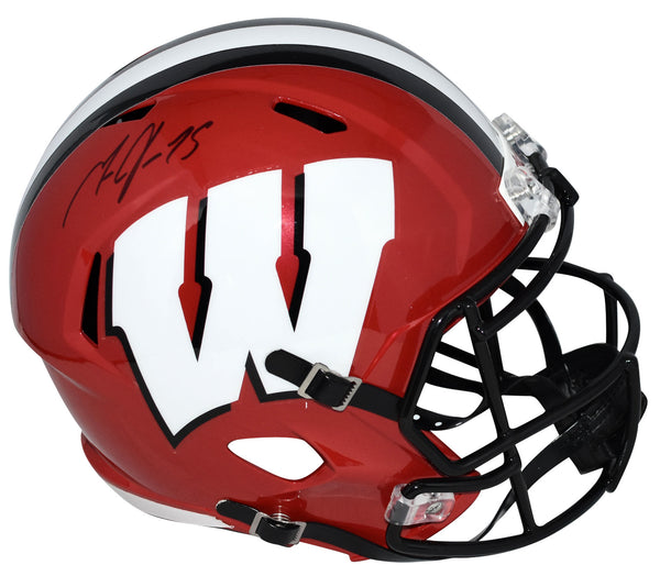 MELVIN GORDON AUTOGRAPHED WISCONSIN BADGERS RED FULL SIZE SPEED HELMET JSA