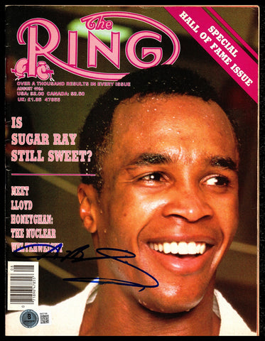 Sugar Ray Leonard Autographed Signed Ring Magazine Beckett BAS QR #BM37186