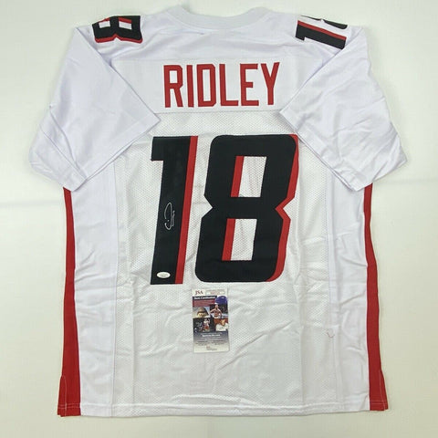 Autographed/Signed CALVIN RIDLEY Atlanta White Football Jersey JSA COA