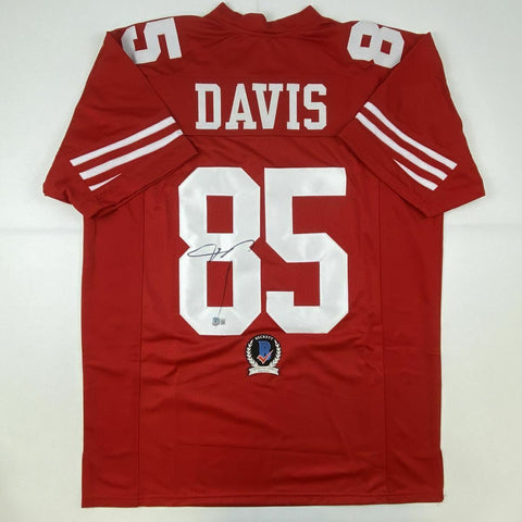 Autographed/Signed VERNON DAVIS San Francisco Red Football Jersey Beckett COA