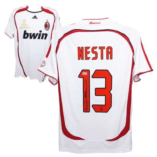Alessandro Nesta Signed AC Milan Away Soccer Jersey #13 with Beckett Witness