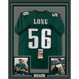 FRAMED Autographed/Signed CHRIS LONG 33x42 Philadelphia Green Jersey JSA COA