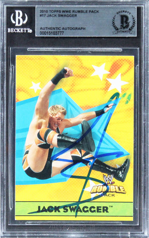 Jack Swagger Authentic Signed 2010 Topps WWE Rumble Pack #17 Card BAS Slabbed