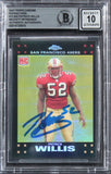 Patrick Willis Signed 2007 Topps Chrome Refractors #TC240 Card Auto 10 BAS Slab