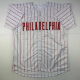 Autographed/Signed Cole Hamels Philadelphia Pinstripe Jersey Beckett COA