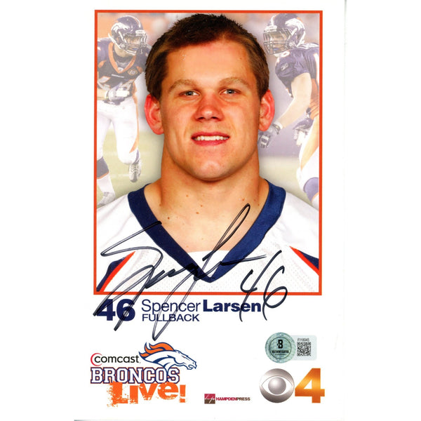 Spencer Larsen Autographed/Signed Denver Broncos 5.5x8.5 Photo Beckett 59243