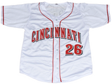 CHASE BURNS SIGNED AUTOGRAPHED CINCINNATI REDS #26 WHITE JERSEY BECKETT