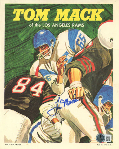 Tom Mack Signed Los Angeles Rams 1970 Topps Poster #7 Of 24 Beckett 48221