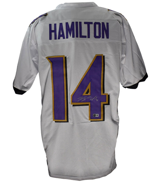 Kyle Hamilton Autographed White Football Jersey Baltimore Ravens Beckett 200747