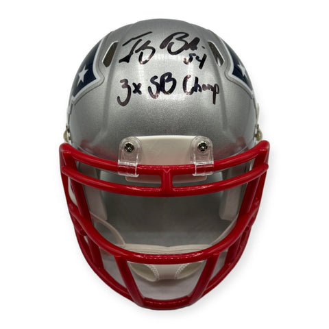 Tedy Bruschi Signed Autographed Patriots Mini Helmet w/ "3x SB Champ" JSA