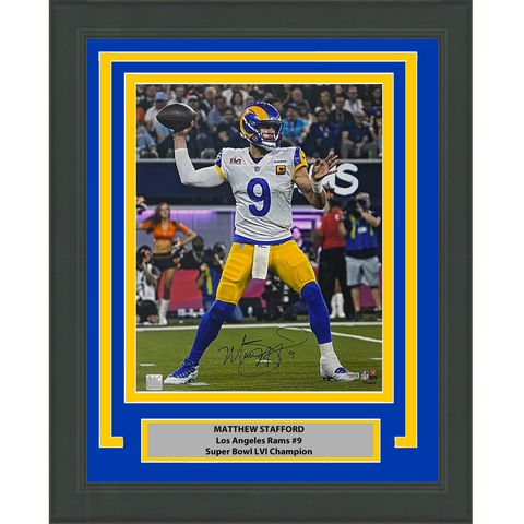 Framed Autographed/Signed Matthew Stafford LA Rams 16x20 Photo Fanatics COA