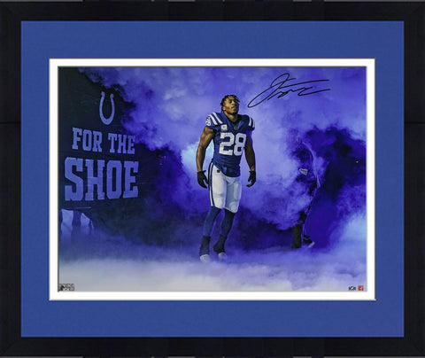 Framed Jonathan Taylor Indianapolis Colts Signed 16" x 20" Smoke Entrance Photo