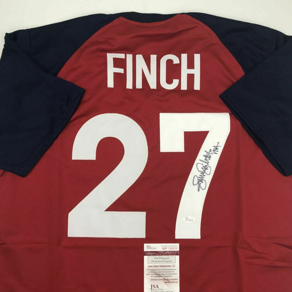 Autographed/Signed JENNIE FINCH USA Red Team United States Jersey JSA COA Auto