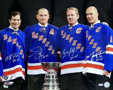 Messier Leetch Graves Richter Signed 16x20 Rangers Captains Photo Inscr Fanatics
