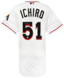 Ichiro Suzuki Signed Marlins White Majestic Auth Baseball Jersey - (ICHIRO COA)