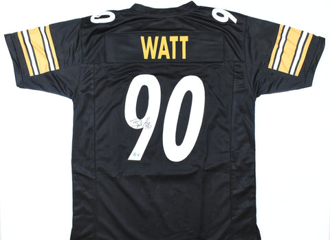 T.J. Watt Autographed Black Pro Style Jersey - Beckett W Hologram *Black