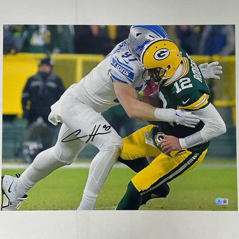Autographed/Signed Aidan Hutchinson Detroit Lions 16x20 Photo Beckett BAS COA