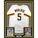 Framed Signed Bill Madlock 35x39 Pittsburgh White Jersey JSA COA