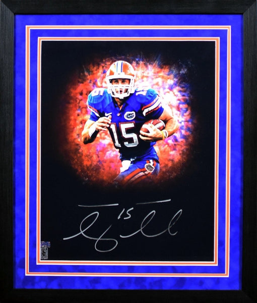 TIM TEBOW AUTOGRAPHED SIGNED FLORIDA GATORS FRAMED 16x20 PHOTO COA