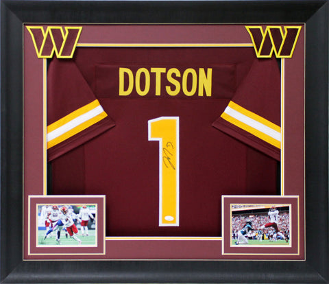 Jahan Dotson Authentic Signed Maroon Pro Style Framed Jersey w/ Yellow #'s JSA