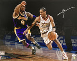 Allen Iverson Signed In Silver 16x20 Philadelphia 76ers vs Kobe Photo JSA ITP