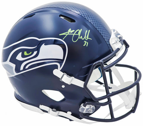 KAM CHANCELLOR AUTOGRAPHED SEAHAWKS BLUE FULL SIZE AUTHENTIC HELMET MCS 220822