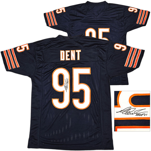 BEARS RICHARD DENT AUTOGRAPHED NAVY BLUE JERSEY "HOF 11" BECKETT WITNESS 221054