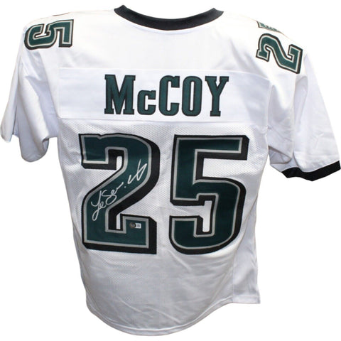 Lesean McCoy Autographed/Signed Pro Style White Jersey Beckett 42801
