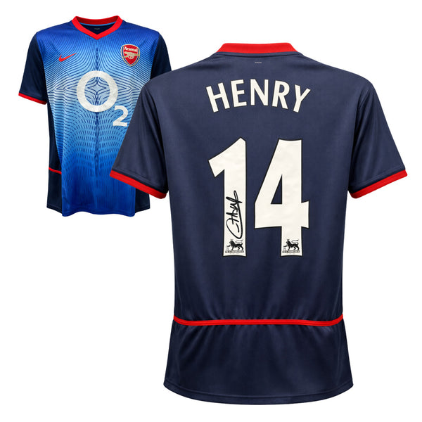 Thierry Henry Signed Arsenal Away Soccer Jersey #14 with Beckett COA