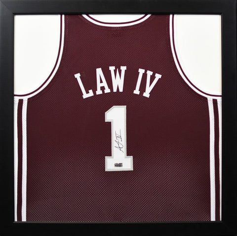 ACIE LAW IV SIGNED TEXAS A&M AGGIES BASKETBALL #1 FRAMED JERSEY COA