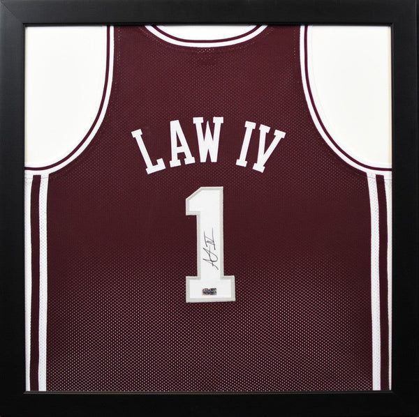 ACIE LAW IV SIGNED TEXAS A&M AGGIES BASKETBALL #1 FRAMED JERSEY COA