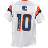 Bo Nix Autographed/Signed Pro Style sz XL White Jersey Beckett Witness 49642