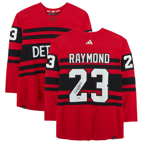 Lucas Raymond Autographed Red Wings Authentic 2023 Reverse Retro Jersey Fanatics