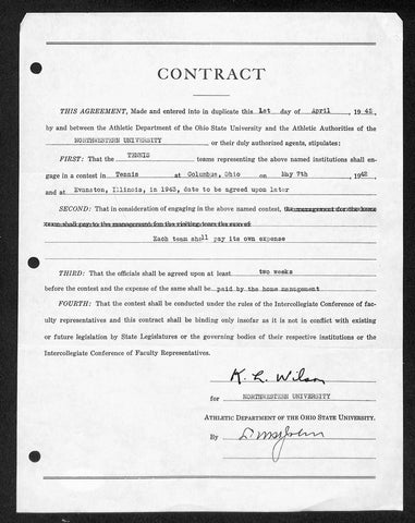 Lynn St. John HOF Signed 1942 Contract Ohio State & Northwestern JSA 198974