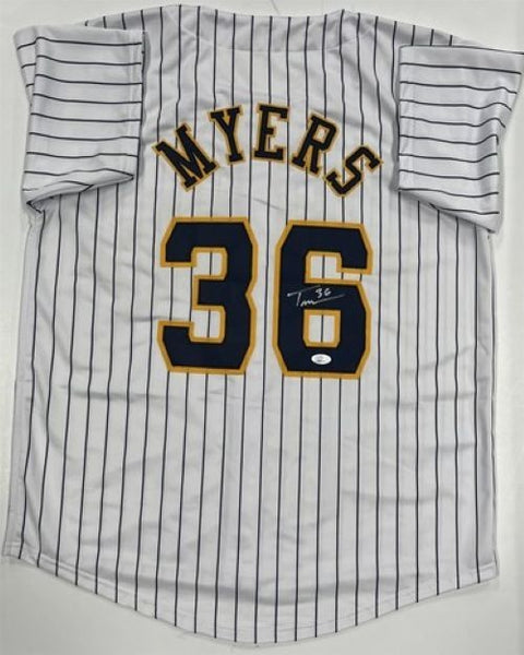 TOBIAS MYERS Brewers Pitcher Signed Custom Replica Pinstripe Jersey AUTO - JSA
