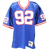 Michael Strahan Autographed New York Giants 93 M&N Blue Jersey HOF Beckett 49846