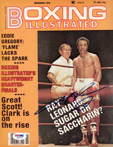 Sugar Ray Leonard Autographed Boxing Illustrated Magazine Cover PSA/DNA #S42750