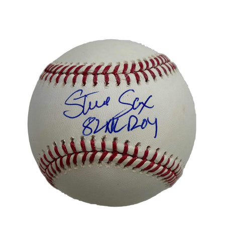 Autographed/Signed Steve Sax 82 NL ROY Rawlings Baseball ROML JSA COA Auto
