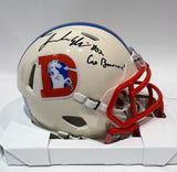 Jonah Elliss Autographed Denver Broncos Retro Mini Helmet "Go Broncos!" BAS COA