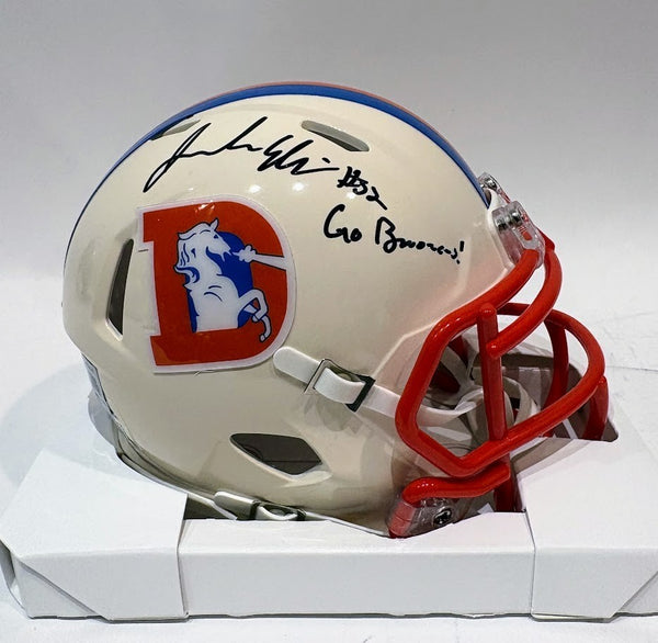 Jonah Elliss Autographed Denver Broncos Retro Mini Helmet "Go Broncos!" BAS COA