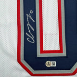 Autographed/Signed Christian Gonzalez New England White Football Jersey BAS COA