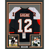 FRAMED Autographed/Signed SIMON GAGNE 33x42 Philly Black Jersey JSA COA Auto