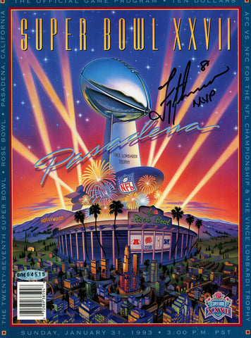 Troy Aikman Autographed/Signed Super Bowl XXVII Program SB MVP UDA 37395