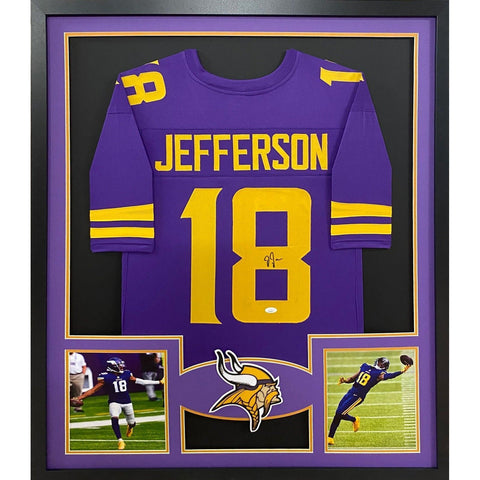 Justin Jefferson Autographed Signed Framed Minnesota Vikings CR Jersey JSA