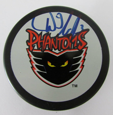 David MacIsaac Philadelphia Phantoms Signed Phantoms Logo Puck PASS 144570