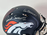 Patrick Surtain II Autographed/Inscribed "GO BRONCOS" Navy Pro Helmet BAS COA