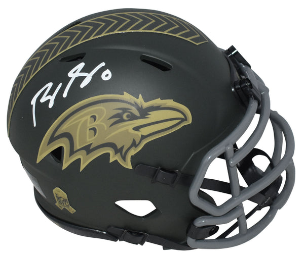 ROQUAN SMITH SIGNED BALTIMORE RAVENS SALUTE TO SERVICE SPEED MINI HELMET BECKETT